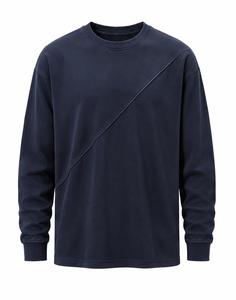 Suéter de Cuello Redondo para Hombre, Color Azul Marino, Manga Larga, Corte Regular, Informal, Tejido de Punto, Color Sólido, 100% Algodón, Transpirable para Otoño - Product Image 3