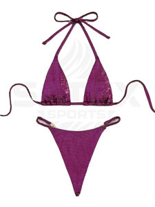 Ensemble deux pièces pour femme, maillot de bain bikini uni d'été, écologique, séchage rapide, Spandex/Polyester, logo frontal - Product Image 6