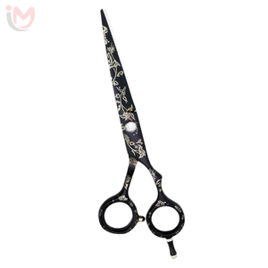 Ciseaux de barbier professionnels en acier inoxydable or rose, manche texturé profond, pour coiffure et effilage - Product Image 3