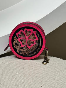 ใหม่กระเป๋าหนังโบฮีเมียนสำหรับผู้หญิงกระเป๋าใส่เหรียญขนาดเล็กพวงกุญแจดอกไม้ตะวันตกกระเป๋าใส่เหรียญทำจากหนังแกะเองได้ - Product Image 2