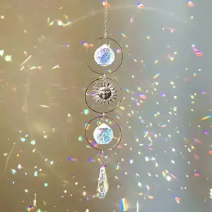 1pc Suncatcher Pendant Made Of Metal And Crystal Handmade For Home Decoration Outdoor Garden Hanging Crafts