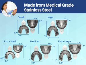 Juego de 10 Bandejas Metálicas Perforadas de Acero Inoxidable para Impresiones Dentales, Kit de Bandejas Regulares XS S M L XL Superior e Inferior para Ortodoncia - Product Image 2