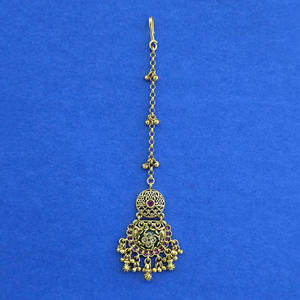 เครื่องประดับทำมือในอินเดีย สไตล์โบราณ มงกุฎติกก้า ชุบทองด้าน 231413 - Product Image 1