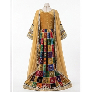 Vestido Tradicional Afgano Kuchi de Chifón Largo hasta el Suelo, Estampado Digital Étnico Vintage, Hecho a Mano, Lavable, Vestido Cultural Afgano - Product Image 2