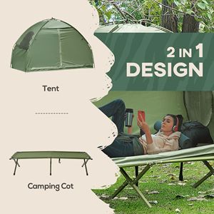 Outsunny Single persona lettino pieghevole Combo fuori terra tenda da campeggio copertura per esterno letto per escursioni comodo lettino per camper - Product Image 2