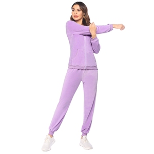 <b>Women</b> <b>Purple</b> Hooded <b>Tracksuit</b> Full Sleeve Solid Color Casual Winter Wear Elastic Waist Regular Fit Lightweight Reversible - Product Image 6