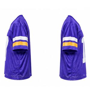 Camiseta de Fútbol Americano Personalizada, Morada, de Malla, Manga Corta, Transpirable, para Hombre, Corte Regular, Diseño Sublimado a Rayas - Product Image 6