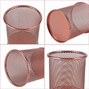 Rose Gold Metal Pencil Holder Desk Organizer for Office Supplies <b>Makeup</b> Brush Holder Stylish Pen Stand for Home Office Desk - Product Image 4