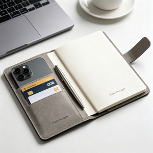 Custom Logo PU Leather Notebook with Phone Holder Card Pocket Pen Loop Business Gift <b>Journal</b> for Corporate Gift - Product Image 2