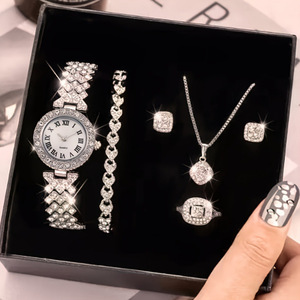 2026 New Factory Wholesale Fashion Simple Unisex Alloy Quartz <b>Watch</b> Hand bracelet <b>set</b> with diamonds for ladies - Product Image 4