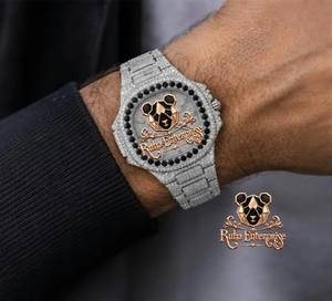 Elegant Fashion Luxury Quartz Timepiece with Round Dial Profile Pav Style Bezel Detailing Integrated Crystal <b>Bra</b> and Box - Product Image 4