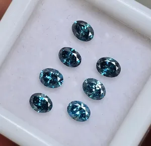 Diamant ovale de taille 5*3 mm, couleur bleu vif fantaisie, clarté VVS-VS, diamant CVD cultivé en laboratoire pour la fabrication de bijoux fantaisie - Product Image 2