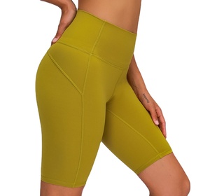 Mid Waist Regular Length Yoga Shorts Set for Women Red Bike Style Breathable Quick Dry Eco-Friendly Polyester/Nylon - Product Image 1