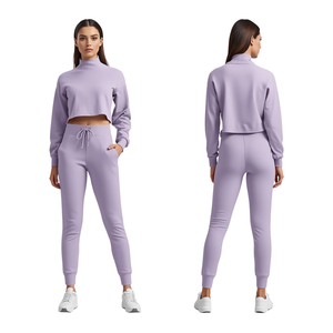 Sudadera Corta Unisex Ligera 100% Algodón Transpirable con Capucha y Cierre de Cordón, Pantalones Deportivos de Pierna Ancha con Cintura Elástica para Invierno - Product Image 3
