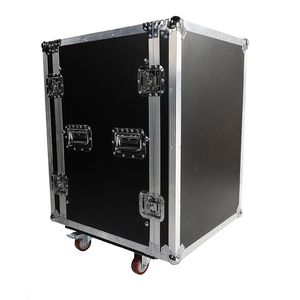 Armadio per Attrezzatura DJ a Doppio Strato 19'' 16U Nero e Argento con Doppia Porta - per Borse e Custodie per Strumenti - Product Image 1