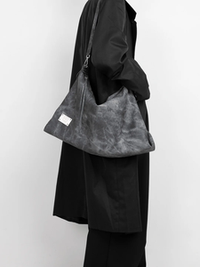 Sac fourre-tout structuré en cuir véritable gris avec fermeture éclair, grand sac à bandoulière pour femme, sac de travail minimaliste, sac de voyage, sac de shopping - Product Image 6