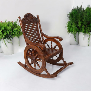 Handcrafted Wooden Rocking <b>Chair</b> Antique Carved Armchair <b>Vintage</b> Lounge <b>Chair</b> with Lattice Backrest for Living Room Wholesale - Product Image 3