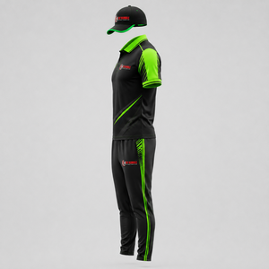 Uniforme de críquet Fly Humble para hombre, negro y verde en contraste, conjunto deportivo de secado rápido, corte regular, para todas las estaciones, con logotipo bordado. - Product Image 2