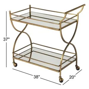Chariot de service de luxe en fer forgé de qualité hôtelière, fait main, moderne, en métal, pour bar et fêtes, plaqué, sûr, Zahid Exports - Product Image 2
