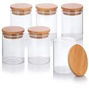 Hot Sale Custom logo <b>Glass</b> Storage <b>Jar</b> <b>Glass</b> Spice <b>Jar</b> Borosilicate <b>Glass</b> Containers for Food Storage <b>Jar</b> with Bamboo <b>Lid</b> Set - Product Image 2