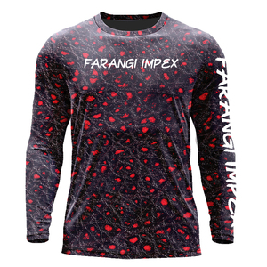 เสื้อตกปลาแขนยาวผู้ชายแบบสั่งทำพิเศษ พิมพ์ลายแบบ Sublimation แห้งเร็ว UPF 50 โพลีเอสเตอร์ ลายดาวสีแดง ขาว น้ำเงิน ลายธงชาติสหรัฐอเมริกา - Product Image 6