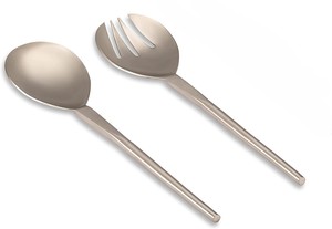 Ensemble de service à salade en acier inoxydable argenté, cuillère et fourchette pour servir et mélanger la salade de riz, pour buffet de restaurant à prix abordable - Product Image 3