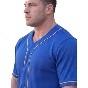 Maillots de baseball pour hommes à séchage rapide, chemises de baseball pour hommes à manches courtes entièrement boutonnées, maillots américains à col en V - Product Image 4