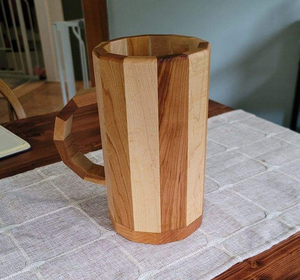 MORDEN STYLE TUMBLER WOODEN BEER TANKARD MUG COFFEE Travel Solid Customised Handle Bamboo Eco-Friendly Dishwasher Safe Christmas - Product Image 1