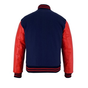 Chaqueta Varsity Azul Marino con Mangas de Cuero Rojo, Tallas Grandes, 100% Lana de Alta Calidad, Venta al Por Mayor, Bajo MOQ, Precio de Mayoreo, 2026 OEM - Product Image 2