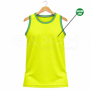 Cosh International Sorority Sisterhood <b>Neon</b> Yellow Mesh Basketball Jersey Round Neck Tank <b>Top</b> Breathable Sleeveless Sportwear - Product Image 5
