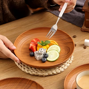 10 pièces de plateaux en bois ronds, plateaux de service en bois naturel, plateaux pour le petit-déjeuner, pour restaurant occidental, pour usage domestique - Product Image 5