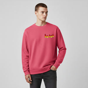 Cheap Price <b>Pink</b> <b>Men's</b> Crew Neck Pullover Sweatshirt Regular Fit Long Sleeve Knitted Cotton Casual Autumn Wear Front Letter - Product Image 1