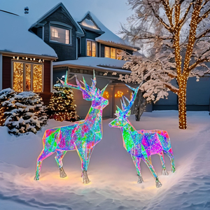 Décoration de Noël d'extérieur, motif exquis, forme d'animal coloré, lumière de Noël LED, lumière d'extérieur 3D de grande taille, renne - Product Image 1