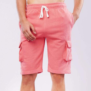 Shorts Bermuda pour homme en coton gris uni, à cordon de serrage, décontractés, tricotés, taille mi-haute, respirants - Product Image 5