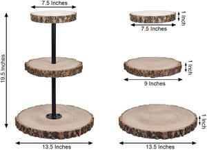 Support à gâteau rustique à 3 niveaux en bois naturel, présentoir à cupcakes en tronc d'arbre pour mariage, fête, événement, traiteur, décoration - Product Image 2