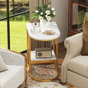Tavolo da tavolo moderno in finto marmo con ripiano per mobili da salotto - Product Image 2