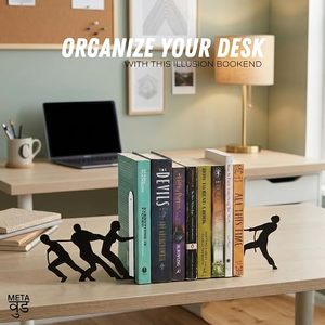 Creative Metal Bookends Human Figure Desk Organizer Storage <b>Holder</b> for Office Workspace Rectangle <b>Standing</b> Type Neatening Tool - Product Image 3