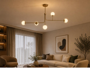 Brass Sputnik <b>Chandelier</b> 5 Globe Pendant Light Mid Century <b>Modern</b> Ceiling Fixture Decorative Home Interior Lighting - Product Image 5