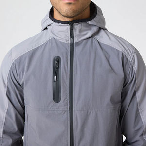 Men's Grey Polyester Tracksuit Full <b>Zip</b> <b>Hooded</b> Sporty Two Piece Set Lightweight Breathable Autumn Activewear Regular Fit - Product Image 3