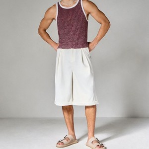Custom Logo <b>Men's</b> Ribbed Knitted Tank Top Solid Color O-Neck Casual Sleeveless Top Purple <b>White</b> Trim <b>Men</b> Knitted <b>Vest</b> Tank Top - Product Image 4