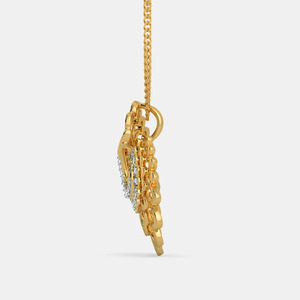 Yellow Gold Layered Floral Teardrop Lab Grown Diamond Pendant Necklace - Product Image 3