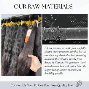 Cabello Humano Virgen Vietnamita Remy de Alta Calidad, Doble Trama, Liso Natural, de un Solo Donante, Sin Procesar, Precio al por Mayor, Proveedor AZ - Product Image 3