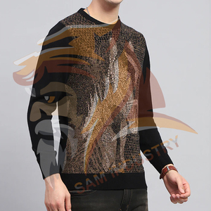 Pull en coton 100% de haute qualité pour homme, logo personnalisé, pull en tricot décontracté uni, entièrement personnalisable, pull en coton pour homme - Product Image 3