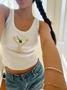 Top de mujer con bordado de cuentas para la colección de verano, estilo bohemio, top sin mangas con bordado de cuentas para mujer - Product Image 2