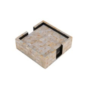 Juego de Posavasos Cuadrados de Nácar, Posavasos de Lujo con Incrustaciones Geométricas de Concha, Posavasos para Tazas de Té, Personalizados, al por Mayor, Ecológicos - Product Image 3