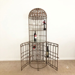 Moderno Estante para Vino de Hierro Forjado con Estantes Ajustables, Diseño de Panel Metálico para Mesa, Capacidad para 20-29 Botellas, Decorativo - Product Image 2