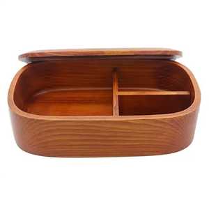 Japanese Style Wooden <b>Lunch</b> <b>Box</b> Divided <b>Compartment</b> Meal Container Smooth Wood Food Storage Case Eco Friendly Bento <b>Box</b> - Product Image 1