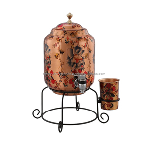 Tanque de almacenamiento de agua de cobre con diseño Floral impreso de alta calidad con soporte de hierro de vidrio y metal tamaño y forma personalizados olla de agua - Product Image 4