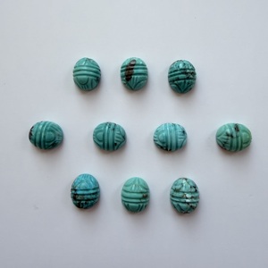 TFH natural Blue-<b>green</b> Turquoise carving pcs for <b>jewellery</b> making 12x10 shape oval CAN DO MULTI SIZE - Product Image 4