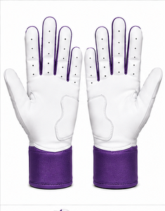 Customized Baseball Batting Gloves High Quality <b>Leather</b> Long <b>Cuff</b> Adjustable <b>Wrist</b> Closure Reinforced Palm Grip Sports Training - Product Image 1